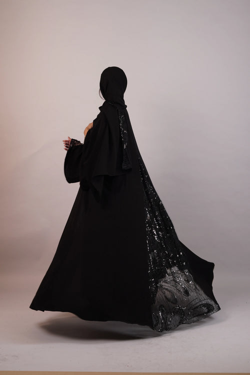 Black Chantilly Lace Abaya